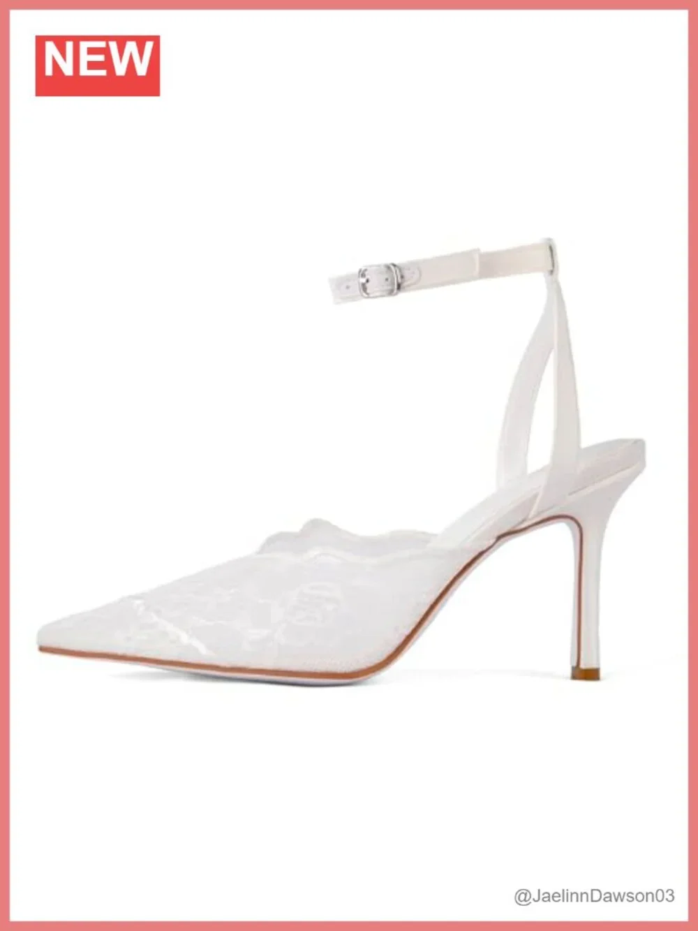 Women's Lace Stiletto Heels with Ankle Strap - Wedding Bride Pumps